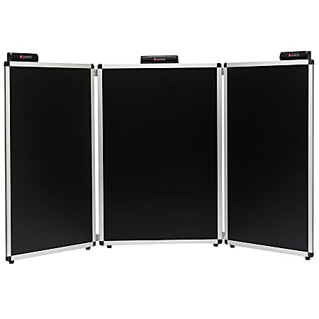 Smead® Justick, 3-Panel Table Top Expo Display, 72"W x 36"H, with Justick Electro Surface Technology, Black (02590)