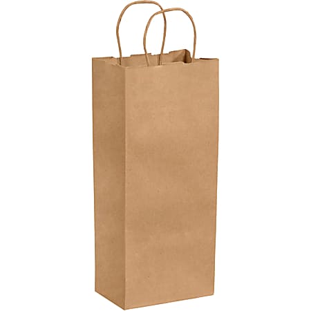 Partners Brand Paper Shopping Bags, 13"H x 5 1/4"W x 3 1/4"D, Kraft, Case Of 250