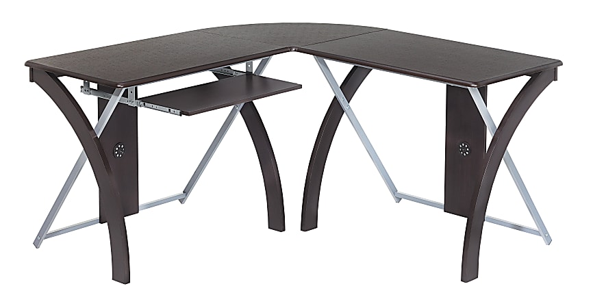 OSP Designs X-Text L-Shaped Computer Desk, Espresso