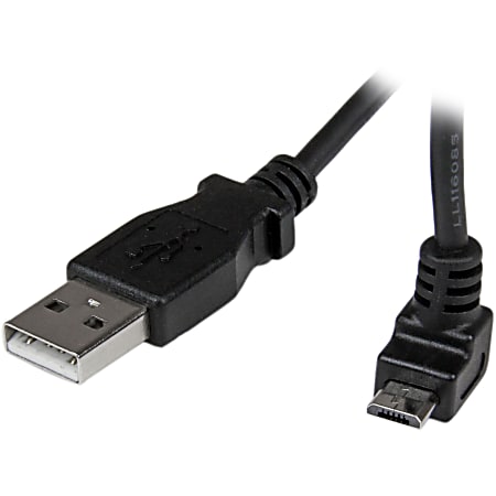 StarTech.com 0.5m Micro USB Cable - A to Up Angle Micro B - 1.64 ft USB Data Transfer Cable - First End: 1 x Type A Male USB - Second End: 1 x Type B Male Micro USB - 60 MB/s - Shielding - Black