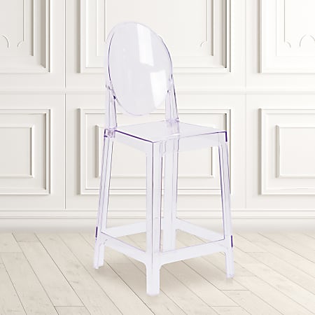 Flash Furniture Ghost Counter Stool With Oval Back, Transparent Crystal