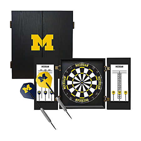 Imperial NCAA Fan's Choice Dartboard Set, 21-1/2”H x 19-3/4”W x 3-1/2”D, University Of Michigan