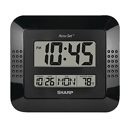 Sharp Digital Auto Time Set Wall Clock, 8"