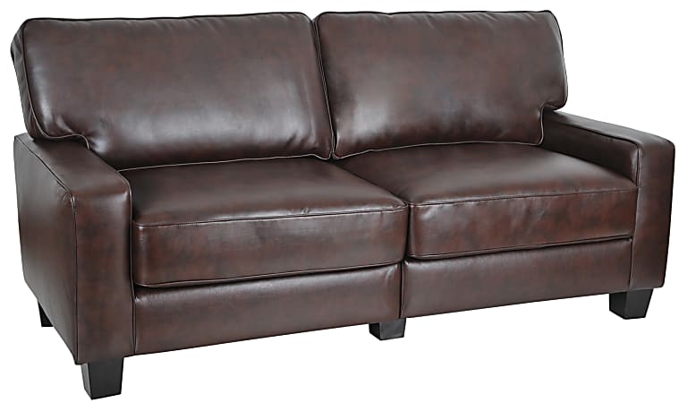 Serta RTA Monaco Bonded Leather Sofa 72 W Brown - Office Depot