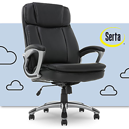 Serta Big And Tall Ergonomic Bonded Leather High Back Office Chair BlackSilver Office Depot