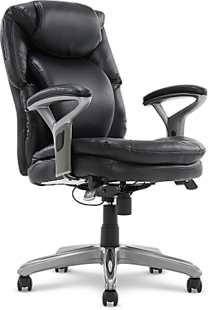 Serta® Anniston Ergonomic Mid-Back Office Chair, Smooth Black