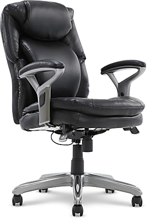 Serta® AIR™ Health & Wellness Ergonomic Mid-Back Office Chair, Smooth Black