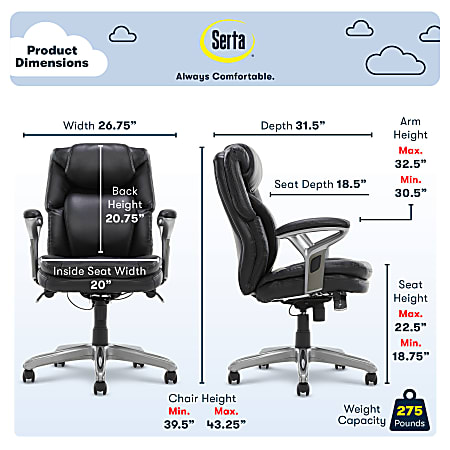 Serta air health and wellness sales executive office chair high back