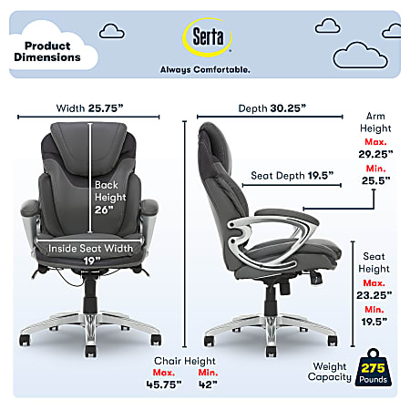 Serta air lumbar manager chair manual hot sale