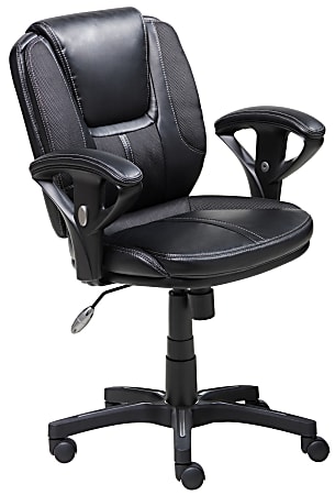 Serta® Task Office Chair, Puresoft® Faux Leather With Mesh, Black