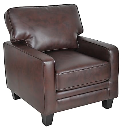 Serta® RTA Monaco Collection Bonded Leather Accent Chair, 35"H x 30"W x 32 1/2"D, Brown