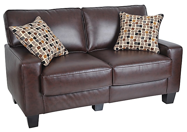 Serta® RTA Monaco Bonded Leather Loveseat Sofa, Brown