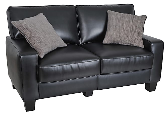 Serta® RTA Santa Rosa Collection Leather Loveseat Sofa, 35"H x 60"W x 32 1/2"W, Bonded Leather, Black