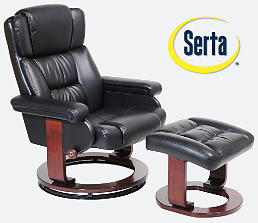 Serta Deluxe CR43501 Faux Leather Reclining Chair And Ottoman Smooth Black Cherry