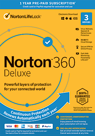 Norton™ 360 Deluxe, For 3 Devices, 1-Year Subscription, Product Key