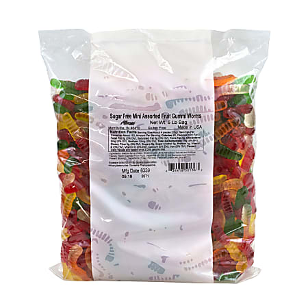 Albanese Confectionery Sugar-Free Mini Gummi Worms, 5 Lb Bag