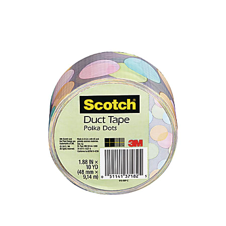 Scotch® Colored Duct Tape, 1 7/8" x 10 Yd., Pastel Polka Dots