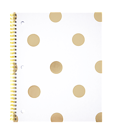 Divoga® Gold Struck Notebook, 8 1/2" x 10 1/2", College Ruled, Gold Dots Design, 80 Sheets