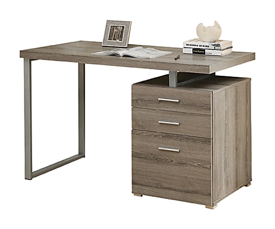 Monarch Specialties 48"W Floating Top Computer Desk With 3 Drawers, Dark Taupe