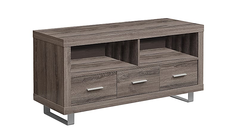 Monarch Specialties Open Shelf TV Stand, For Flat-Panel TVs Up To 48", Dark Taupe