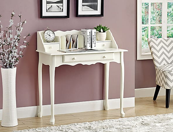 Monarch Specialties Wood Secretary Desk, Antique White