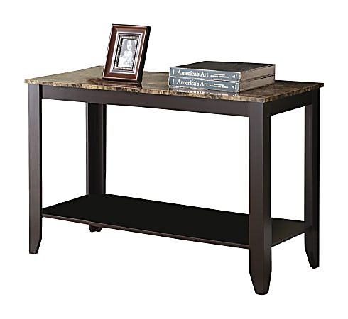 Monarch Specialties Marble Top Console Table, Rectangle, Cappuccino