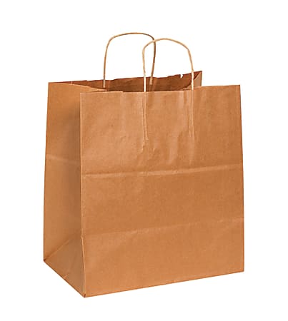 Partners Brand Paper Shopping Bags, 15 1/2"H x 14"W x 10"D, Kraft, Case Of 200