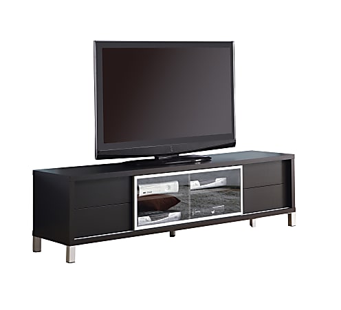 Monarch Specialties Hollow-Core Euro TV Console For Flat-Panel TVs Up To 65", Cappuccino