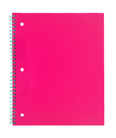 Divoga® Metallic Pop Notebook, 8 1/2" x 10 1/2", College Ruled, Neon Pink With Teal Spiral, 80 Sheets