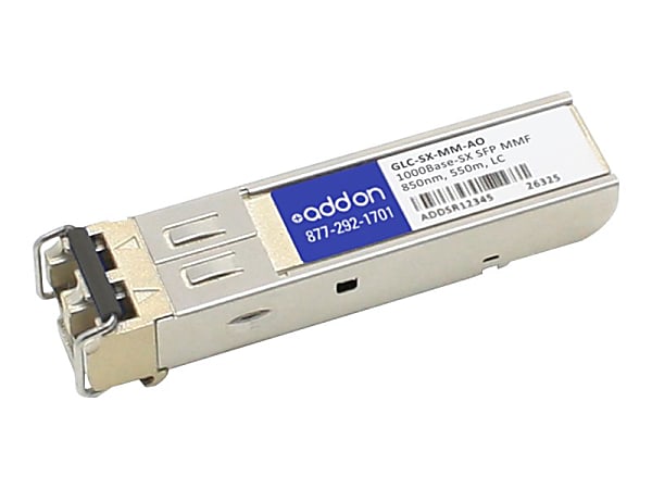 AddOn Cisco GLC-SX-MM Compatible SFP Transceiver - SFP (mini-GBIC) transceiver module - 1GbE - 1000Base-SX - LC multi-mode - up to 1800 ft - 850 nm -