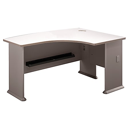 Bush Business Furniture Office Advantage L Bow Desk Right Handed, 60"W x 44"D, Pewter/White Spectrum, Standard Delivery