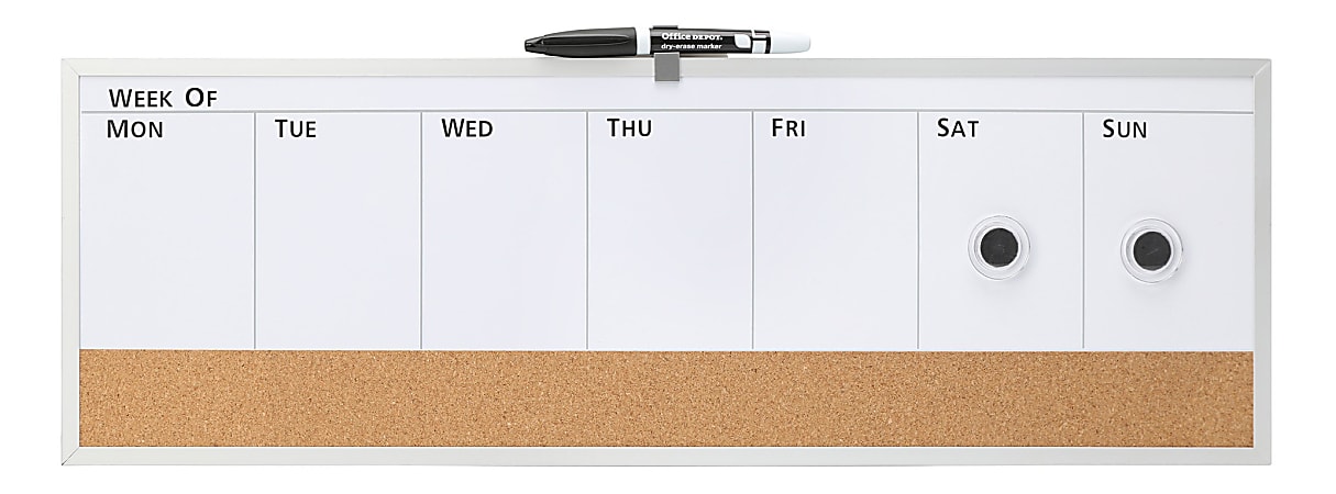 Realspace™ Magnetic Dry-Erase Whiteboard/Cork Weekly Calendar