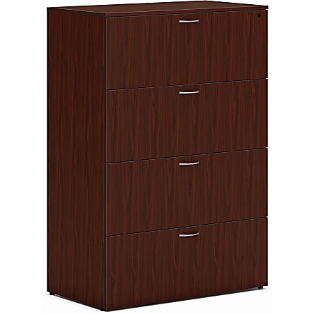 HON Mod HLPLLF3620L4 36" x 20" Lateral 4-Drawer File Cabinet, Traditional Mahogany