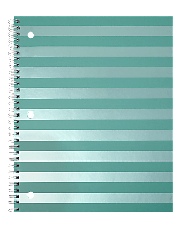 Divoga® Metallic Pop Notebook, 8 1/2" x 10 1/2", College Ruled, Teal Foil Stripe Design, 80 Sheets