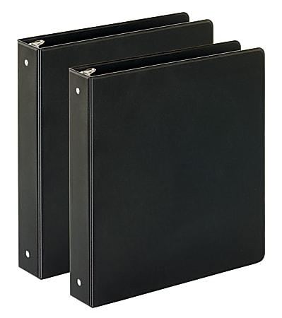Just Basics® Economy Reference 3-Ring Binder, 1 1/2" Round Rings, Black, 64% Recycled, Pack Of 2