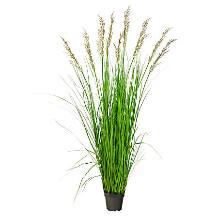 Nearly Natural Plume Grass 66”H Artificial Plant With Planter, 66”H x 24”W x 24”D, Green/Black