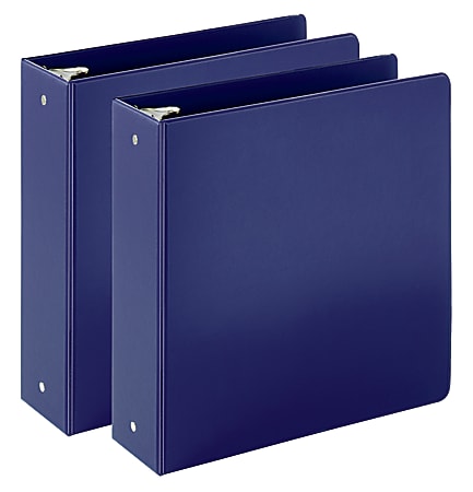 Just Basics® Economy Reference 3-Ring Binder, 3" Round Rings, Blue, 64% Recycled, Pack Of 2