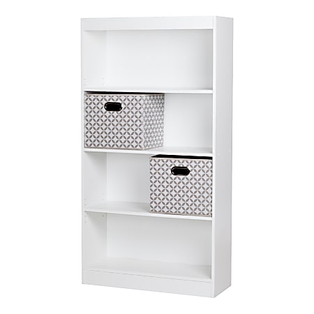 South Shore Axess 4-Shelf Bookcase With 2 Fabric Storage Baskets, Pure White