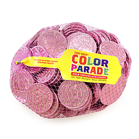 Fort Knox Milk Chocolate Coins, 1 Lb, Pink Foil