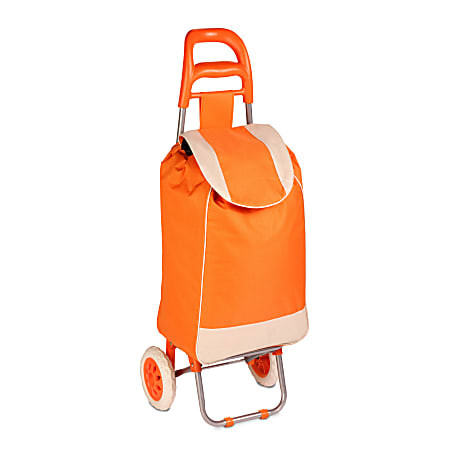 Honey-Can-Do Rolling Knapsack Bag Cart With Handle, 39 3/8" x 13 3/8" x 10 1/4", Orange