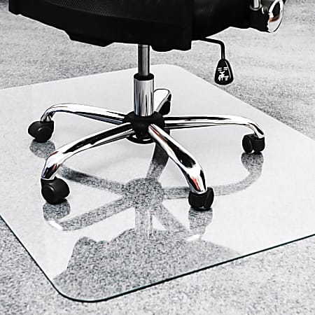 Floortex Glaciermat® Heavy Duty Glass Chair Mat for Hard Floors & Carpets - 48" x 60" - Crystal Clear Rectangular Glass Chair Mat For Hard Floor and All Carpet Piles - 60" L x 48" W x 0.2" D