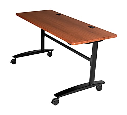 Balt Black Cherry Lumina Flipper Table - 7224 - Rectangle Top - Black Base - 72" Table Top Width x 24" Table Top Depth x 1" Table Top Thickness - 29.50" Height - Cherry