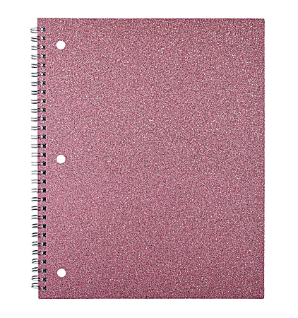 Divoga® Glitter Notebook, 8" x 10 1/2", Wide Ruled, Pink, 80 Sheets