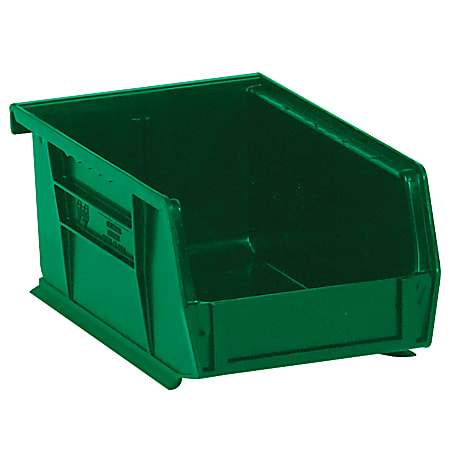 Partners Brand Plastic Stack & Hang Bin Boxes, Small Size, 9 1/4" x 6" x 5", Green, Pack Of 12