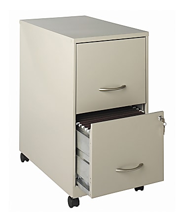 Realspace® 22"D Vertical 2-Drawer Mobile File Cabinet With Caster Kit, Metal, Stone