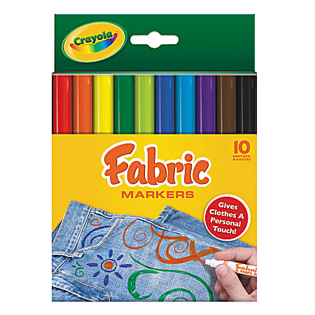 Crayola Fine Line Fabric Markers Assorted Colors 10 Markers Per Box Set Of  3 Boxes - Office Depot