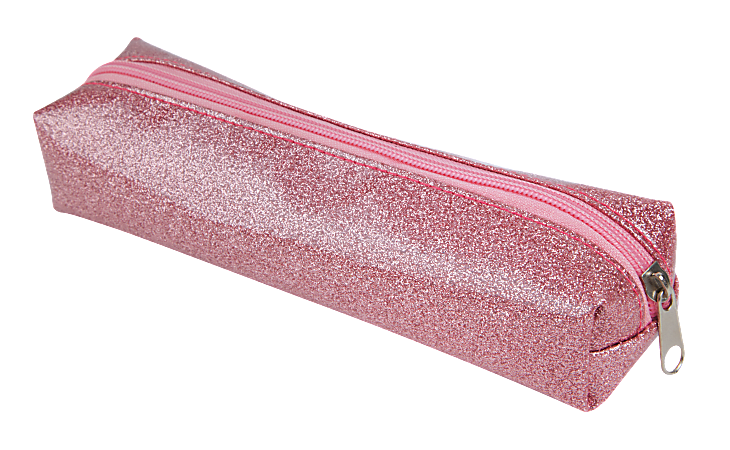 Divoga® Glitter Pencil Pouch, 8 5/8" x 1 15/16" x 1 15/16", Pink