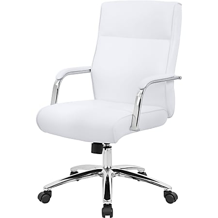 Boss Office Products Modern Executive Ergonomic Bonded Leather Mid-Back Conference Chair, White