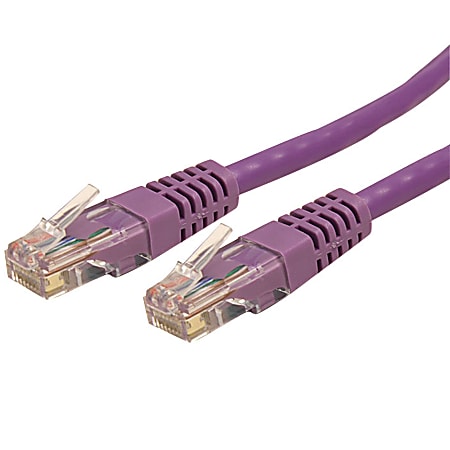 StarTech.com 15ft CAT6 Ethernet Cable - Purple Molded Gigabit CAT 6 Wire - 100W PoE RJ45 UTP 650MHz - Category 6 Network Patch Cord UL/TIA - 15ft Purple CAT6 up to 160ft - 650MHz - 100W PoE