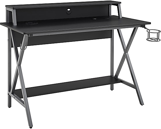 Linon Garland 48"W LED Gaming Desk, Black/Gray